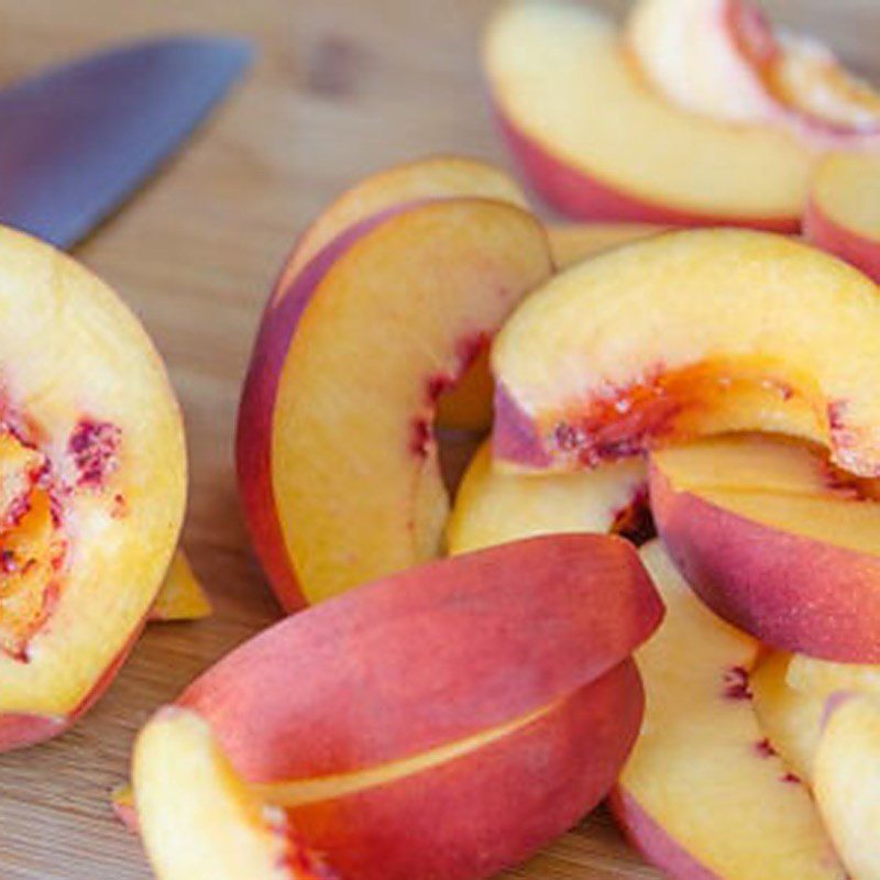 Step 1 Prepare peaches and plums for Peach Plum Smoothie