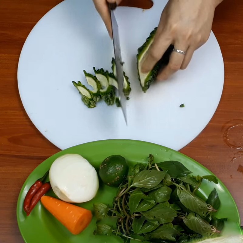 Step 1 Prepare the ingredients for Bitter Melon Salad with Shrimp and Pork