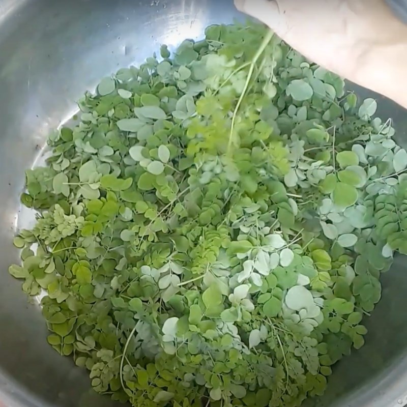 Step 1 Prepare ingredients for fresh shrimp moringa porridge