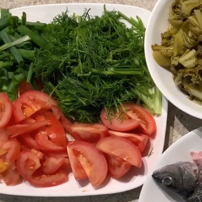 Step 1 Prepare the ingredients for striped bass (basa fish) with sour pickles