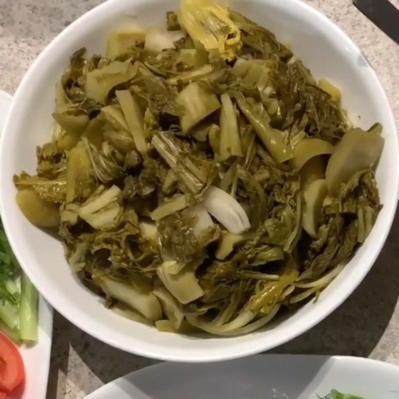 Step 1 Prepare the ingredients for striped bass (sea bass) with pickled mustard greens