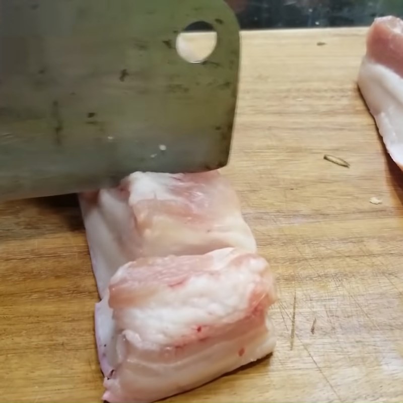 Step 2 Prepare the pork belly Mackerel braised with pork belly and galangal