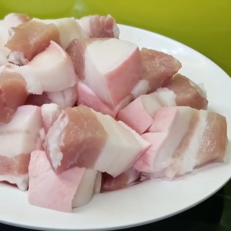 Step 2 Prepare the pork belly Mackerel braised with pork belly and galangal