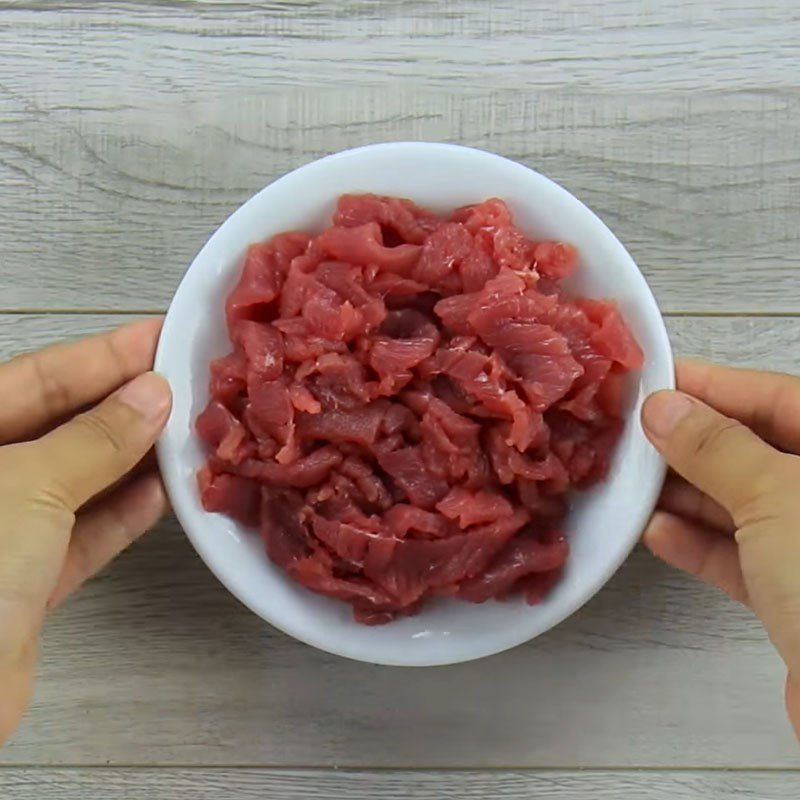 Step 2 Prepare the beef and ingredients Fried rice with pickled beef