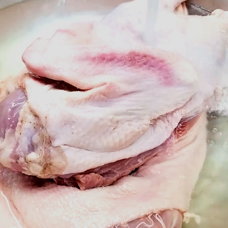 Step 1 Prepare duck meat for Duck Salad with Vietnamese coriander and green bananas (shredded duck salad)