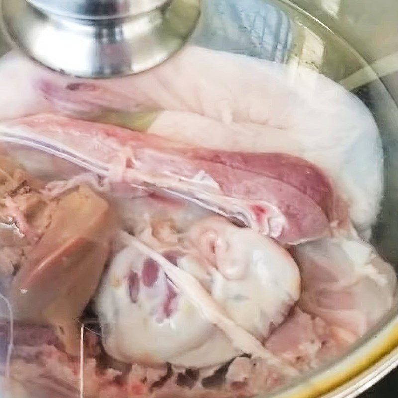 Step 1 Prepare duck meat for Duck Salad with Vietnamese coriander and green bananas (shredded duck salad)