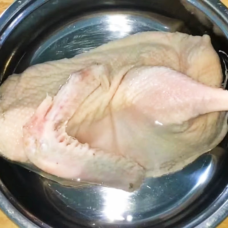 Step 1 Preparing and boiling duck meat Duck salad with rice paddy herbs and cabbage