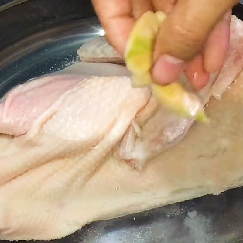 Step 1 Preparing and boiling duck meat Duck salad with rice paddy herbs and cabbage