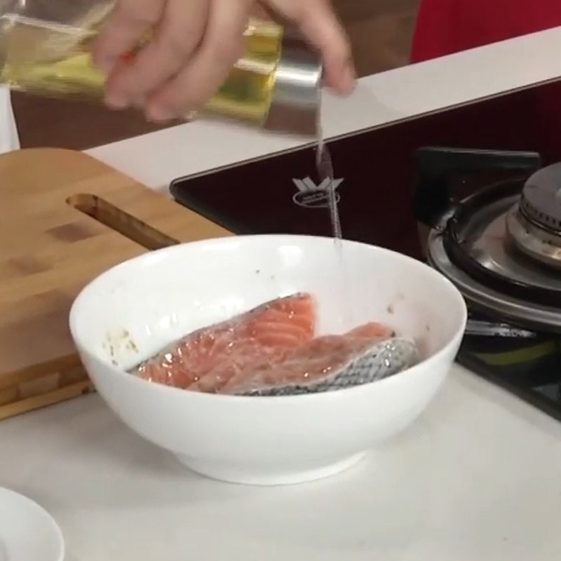 Step 1 Prepare and Marinate the Salmon for Salmon Basil Salad