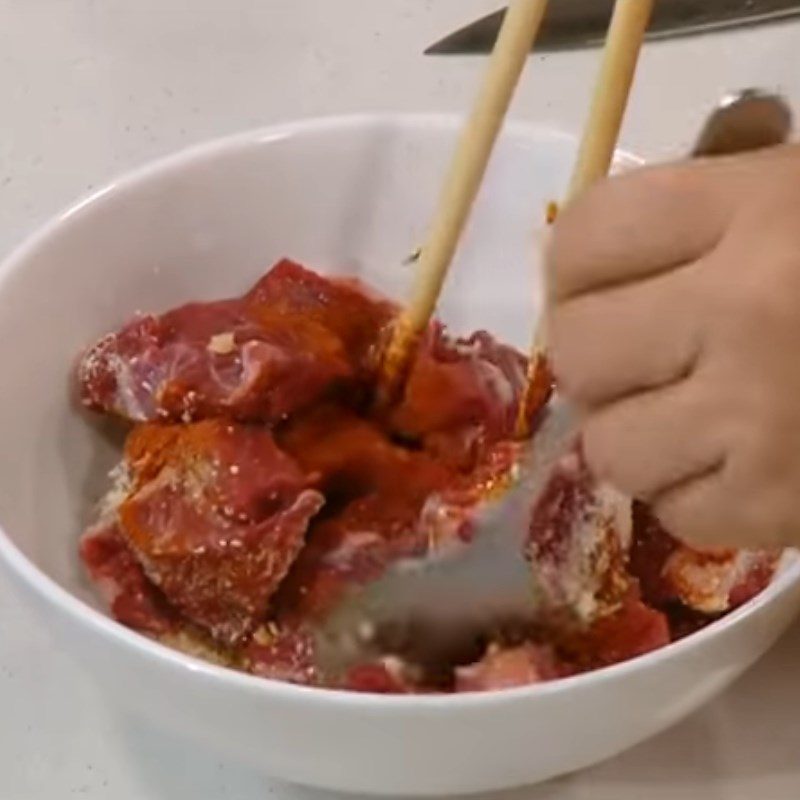 Step 1 Prepare and Marinate the Beef for Satay Beef Hot Pot