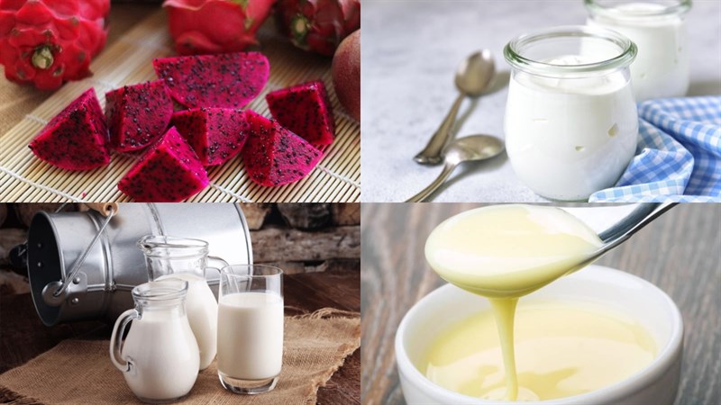 Ingredients for red dragon fruit yogurt