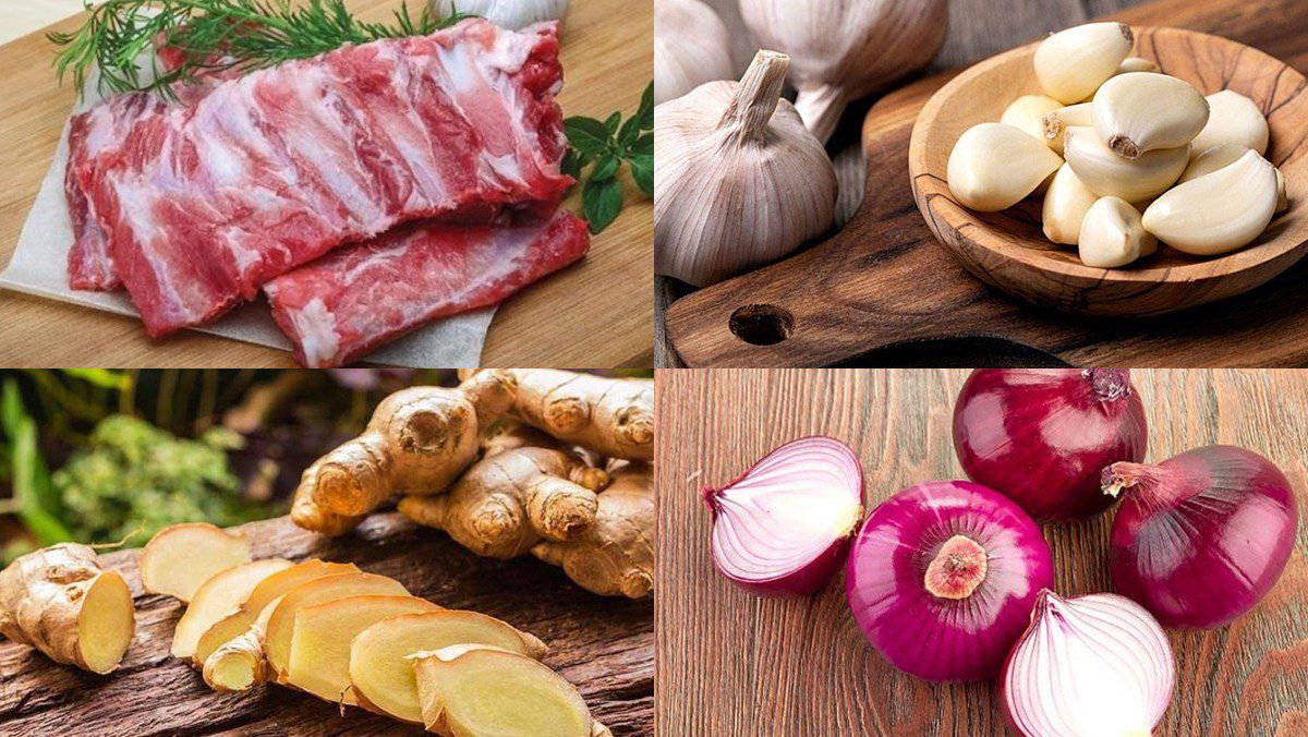 Ingredients for ginger stew dish