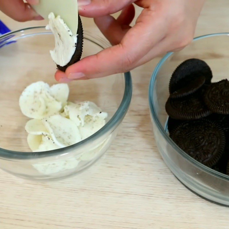 Step 1 Separate Oreo cookies Oreo donuts with cream filling