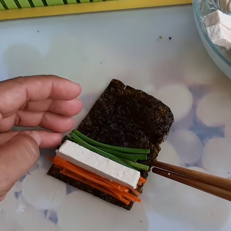 Step 3 Shaping Fried Tofu with Seaweed