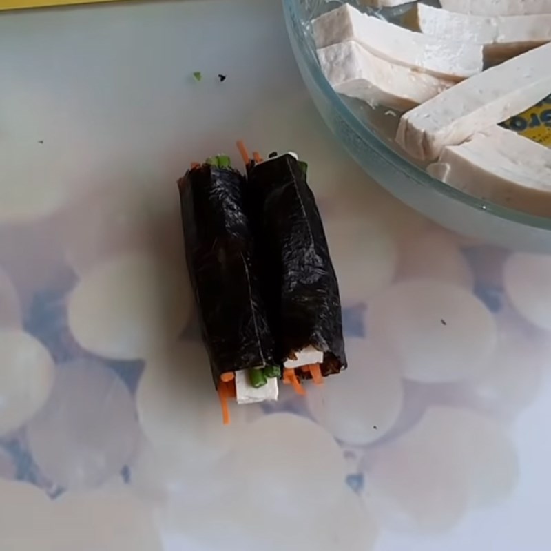 Step 3 Shaping Fried Tofu with Seaweed