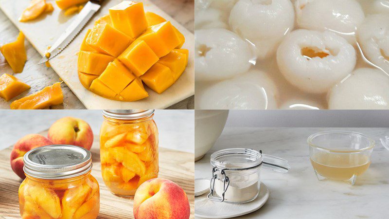 Ingredients for fruit jelly in milk tea