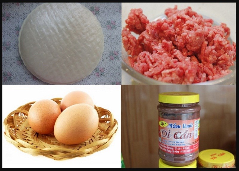 Ingredients for grilled rice paper with shrimp paste and non-stick pan shrimp paste rice paper
