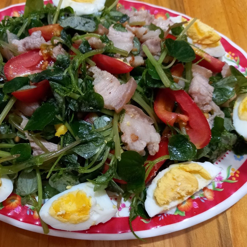 Step 6 Final product of mixed crab grass with eggs and meat