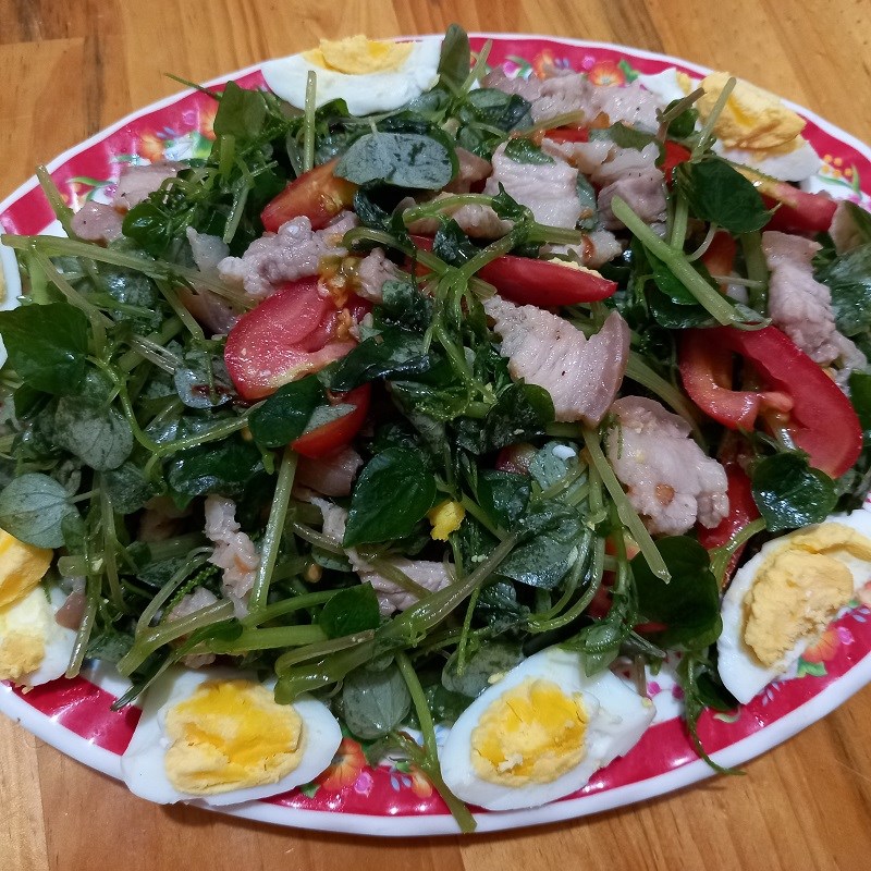 Step 6 Final product of mixed crab grass with eggs and meat