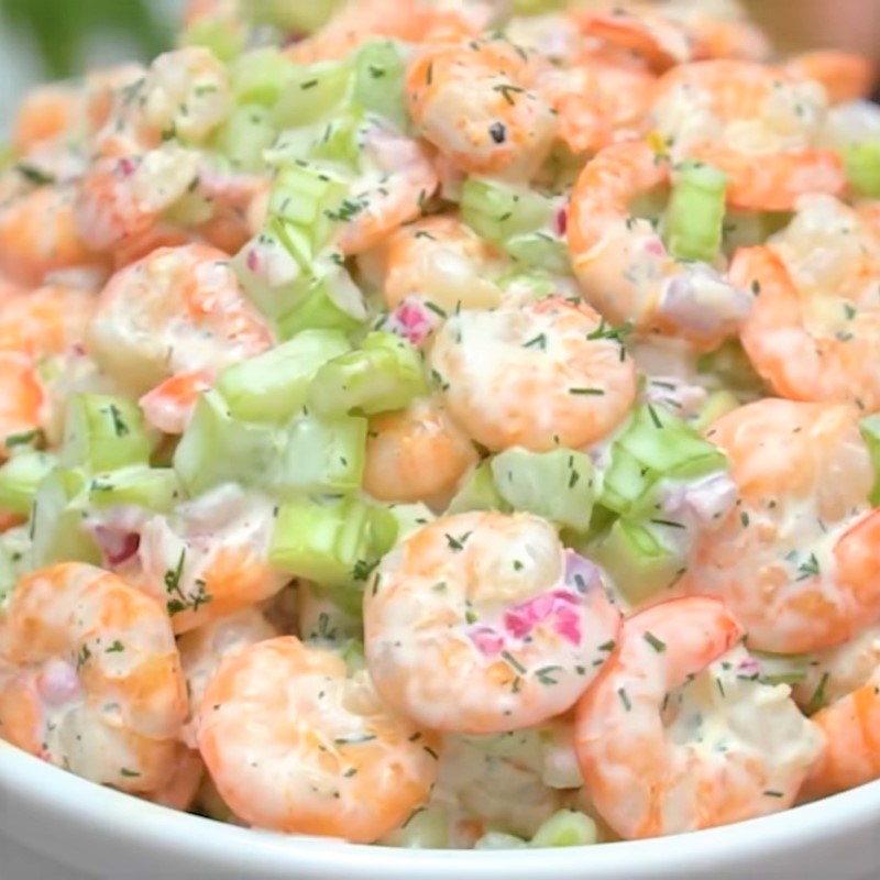 Step 5 Final product Shrimp celery salad with mayonnaise sauce