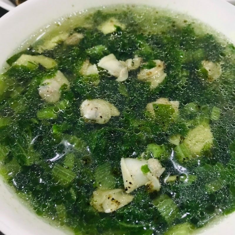 Step 5 Final Product Green Mustard Soup with Clams