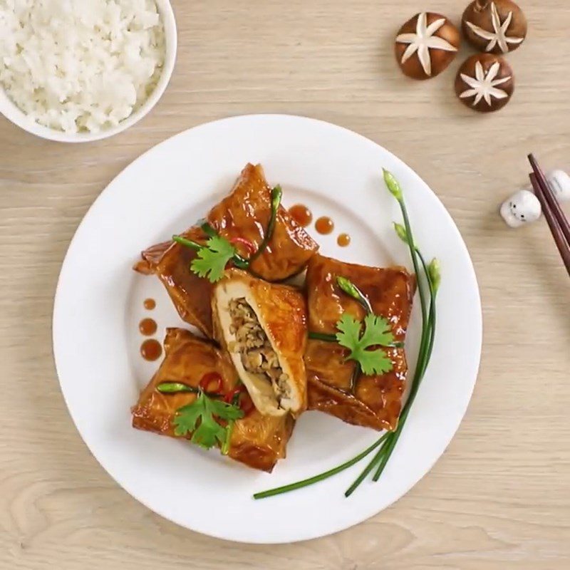 Step 5 Finished Product Stuffed Tofu with Mushrooms Braised in Coconut Water