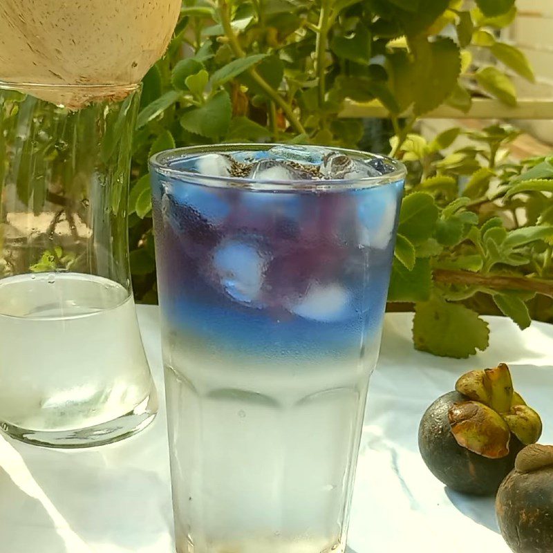 Step 3 Final Product Coconut Water with Chia Seeds and Butterfly Pea Flower