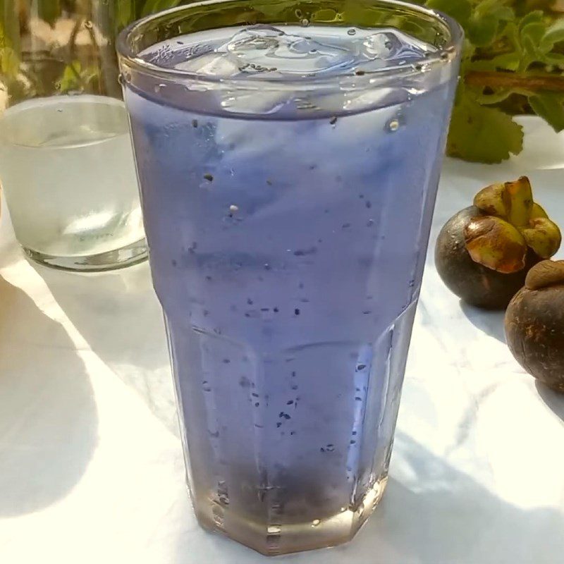 Step 3 Final Product Coconut Water with Chia Seeds and Butterfly Pea Flower