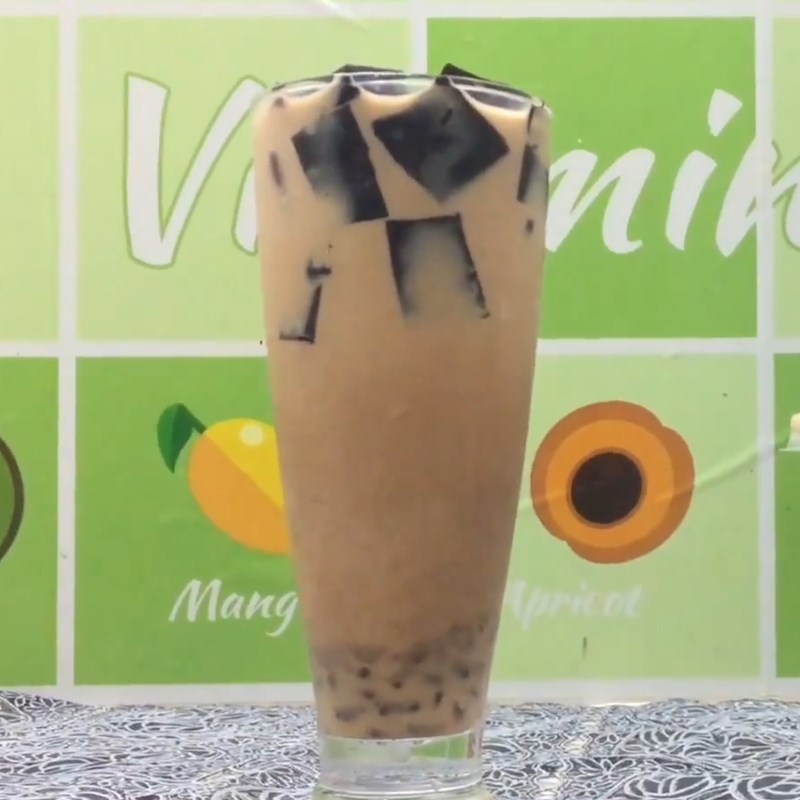 Step 6 Final Product Red Bean Milk Tea with Jelly
