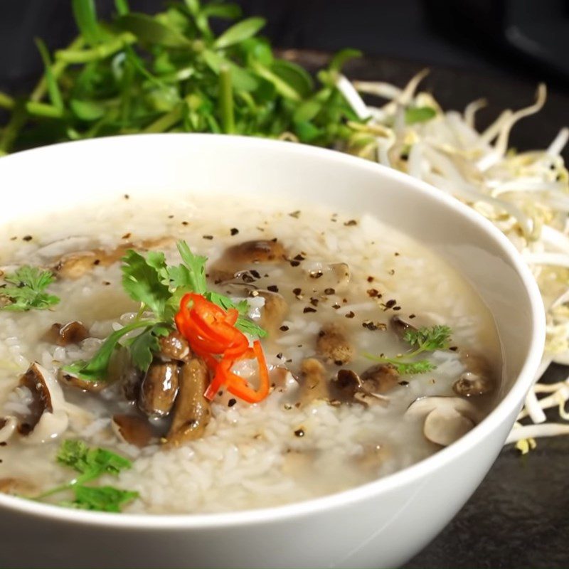 Step 4 Final product Vegetarian Tram mushroom porridge