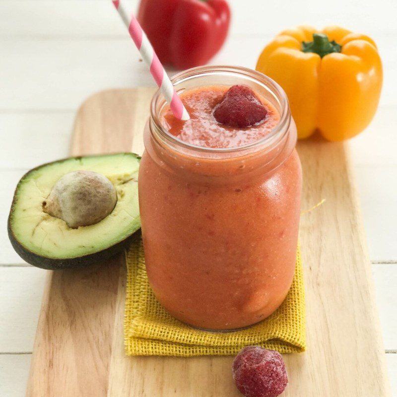 Step 3 Final Product Bell pepper avocado strawberry smoothie