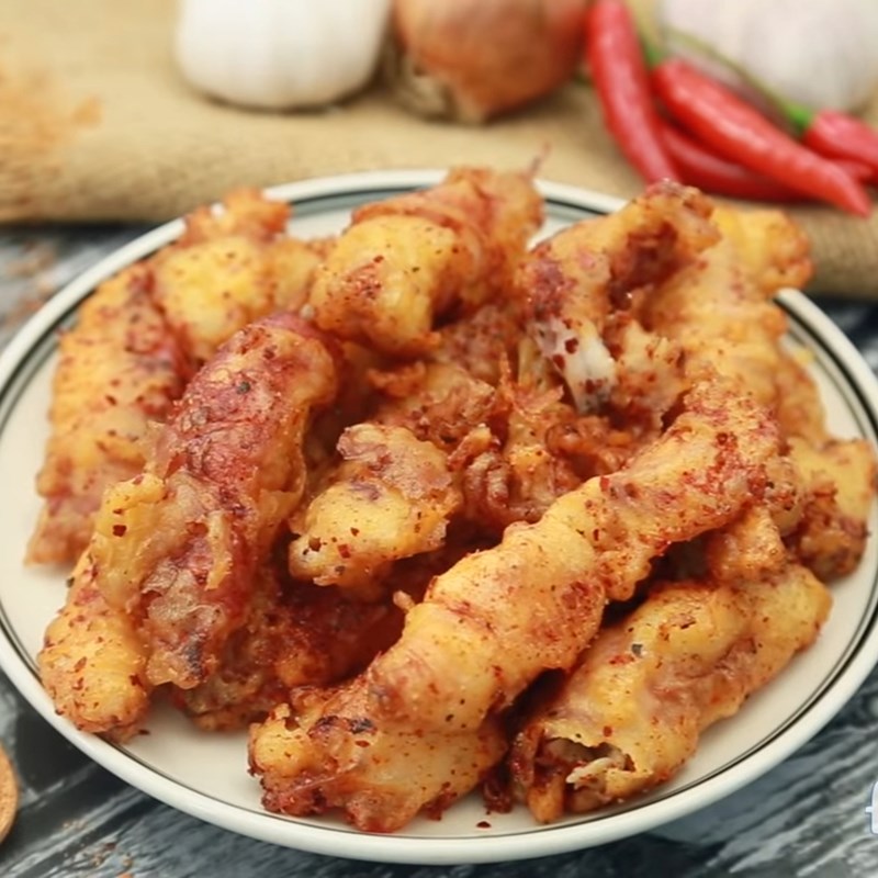 Step 5 Final product Fried egg squid tossed with chili salt