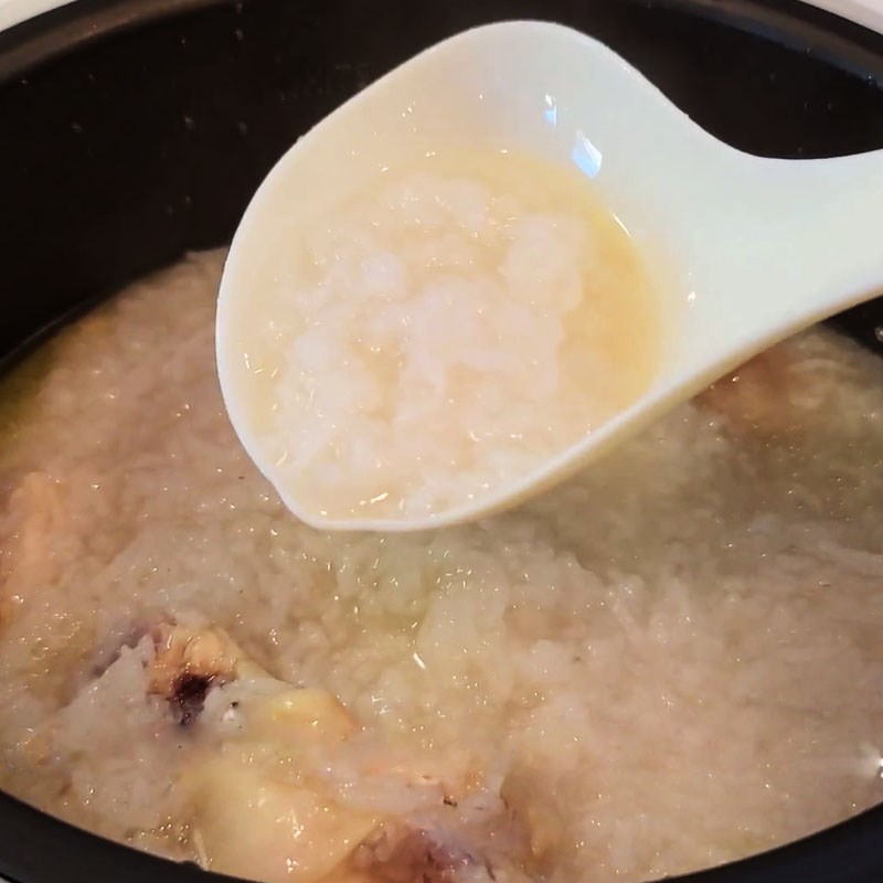 Step 4 Final Product Chicken porridge cooked with a Cuckoo rice cooker
