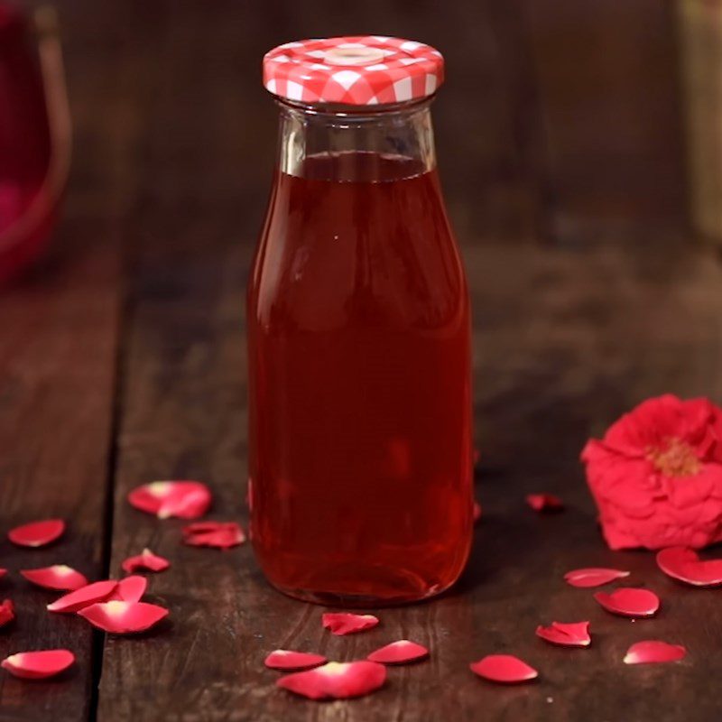 Step 3 Final product Rose syrup with rose essential oil