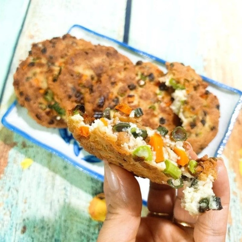Step 5 Finished product of vegetarian tofu cake with vegetables