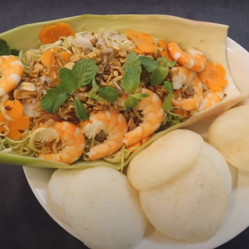 Step 6 Final Product Sweet and sour banana flower salad with shrimp and pork