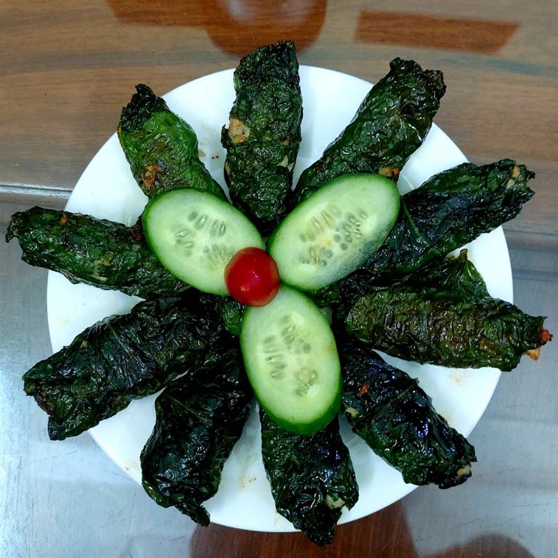 Step 4 Final product Grilled pork in betel leaves