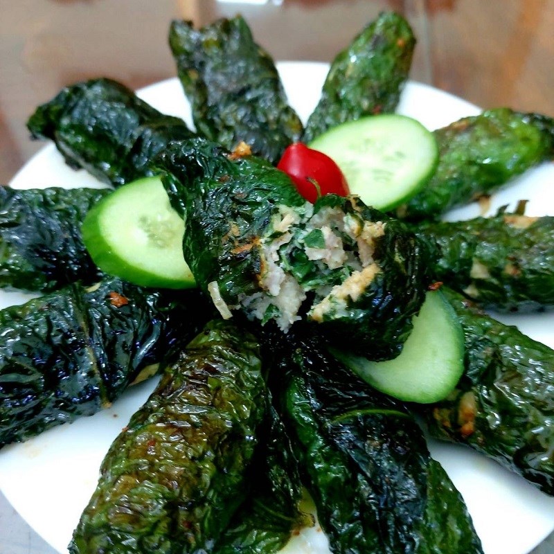 Step 4 Final product Grilled pork in betel leaves