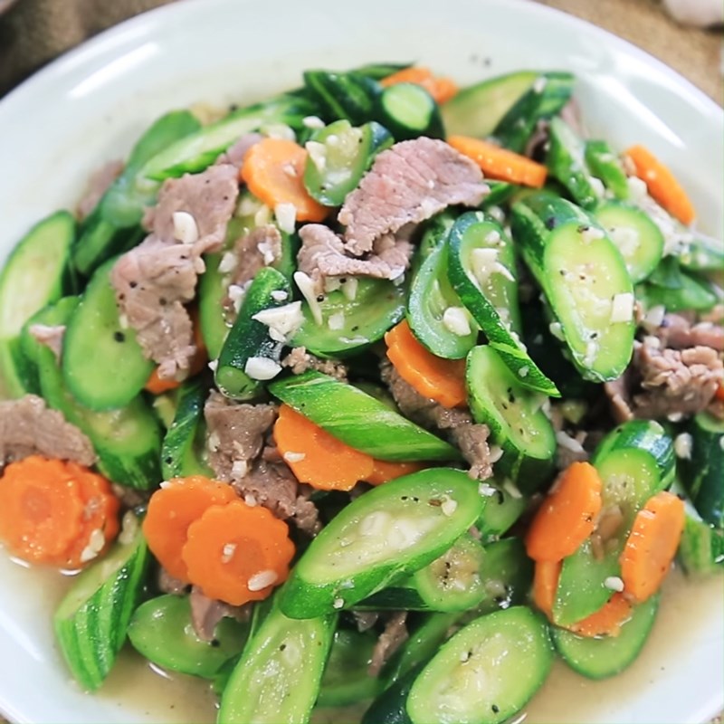 Step 5 Final product Japanese gourd stir-fried with beef