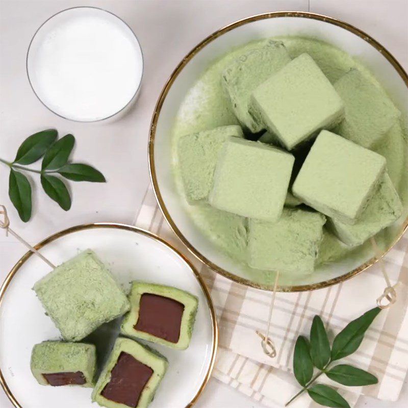 Step 4 Final product Matcha marshmallow candy with chocolate filling