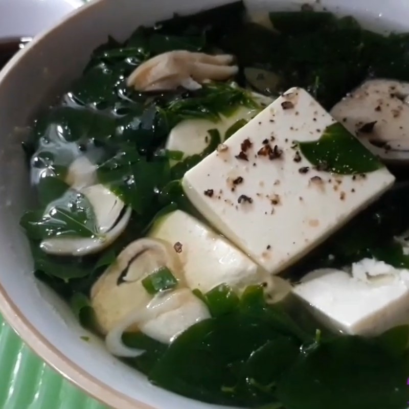Step 3 Final Product Vegetarian Water Spinach Soup with Tofu and Straw Mushrooms
