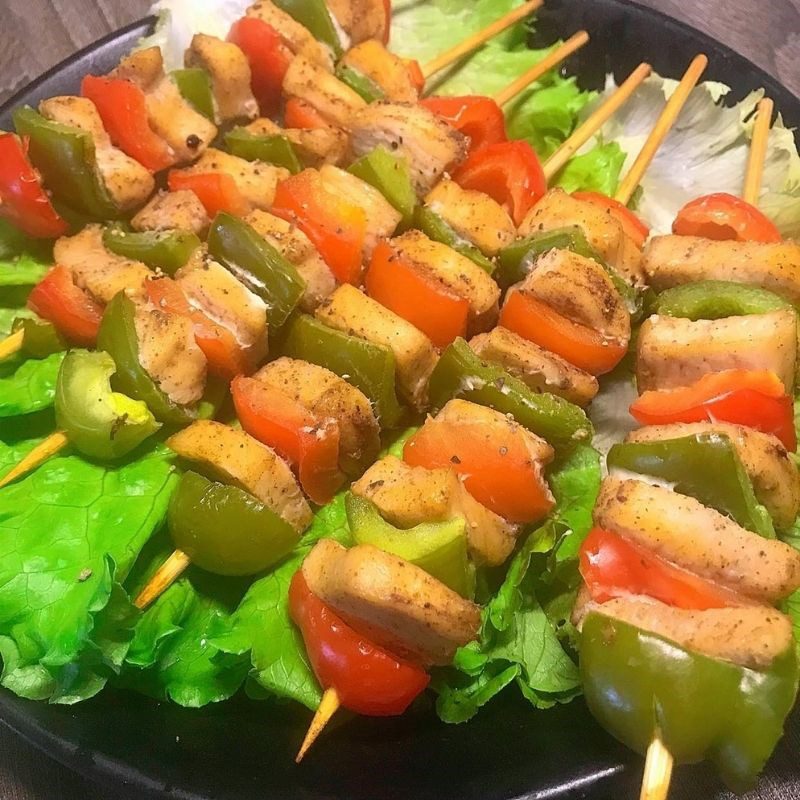 Step 4 Final product Grilled chicken skewers
