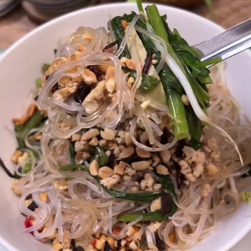 Step 6 Final Product Vegetarian Vermicelli (Recipe shared from TikTok Vegetarian Kitchen XANH)