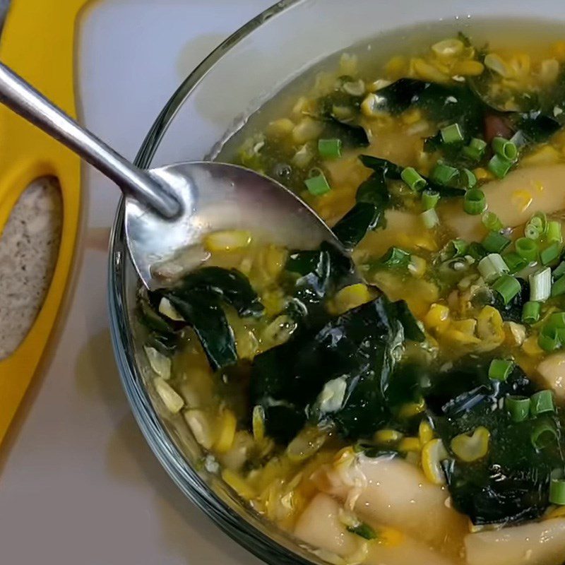 Step 6 Finished product Corn soup with mushrooms