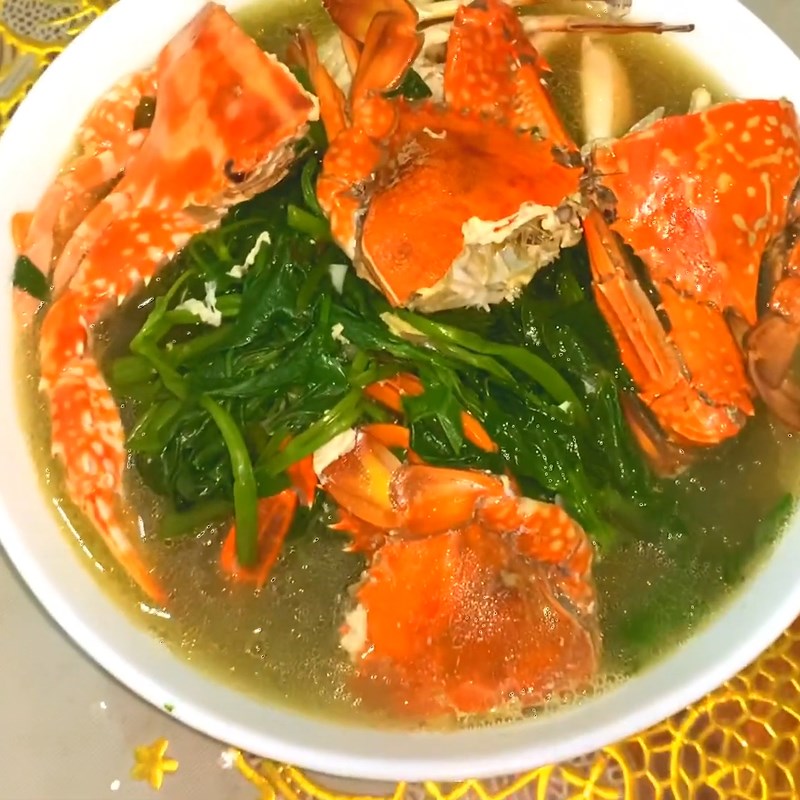 Step 4 Final product of crab with water spinach soup