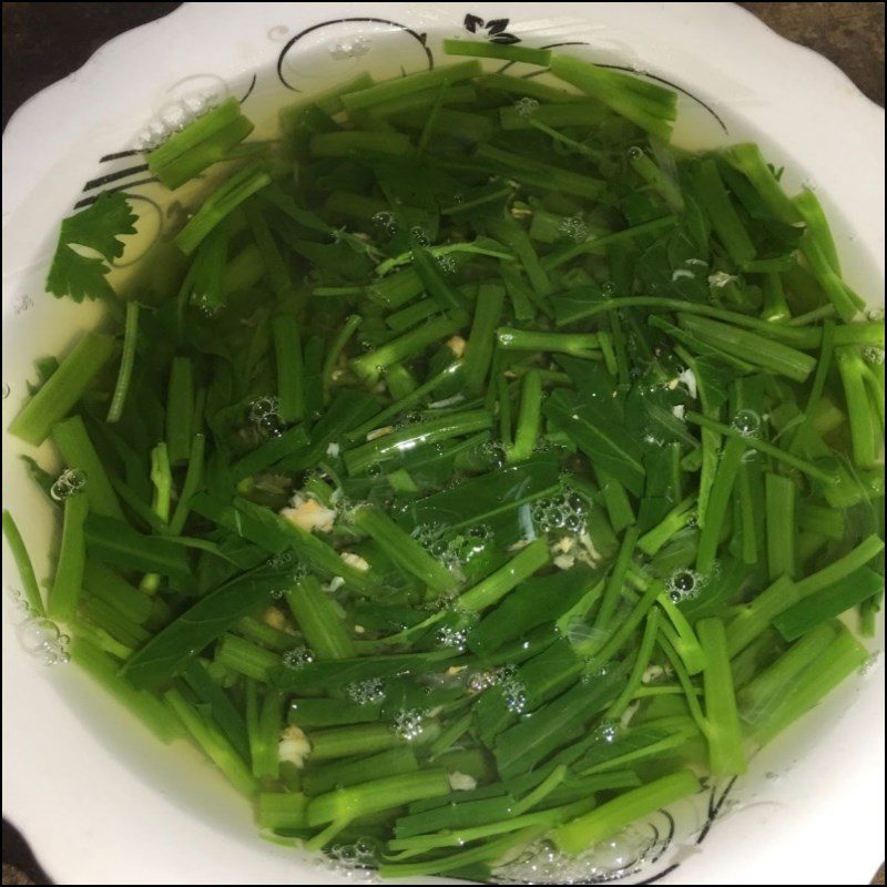 Step 3 Final Product Water Spinach Soup with Dried Shrimp