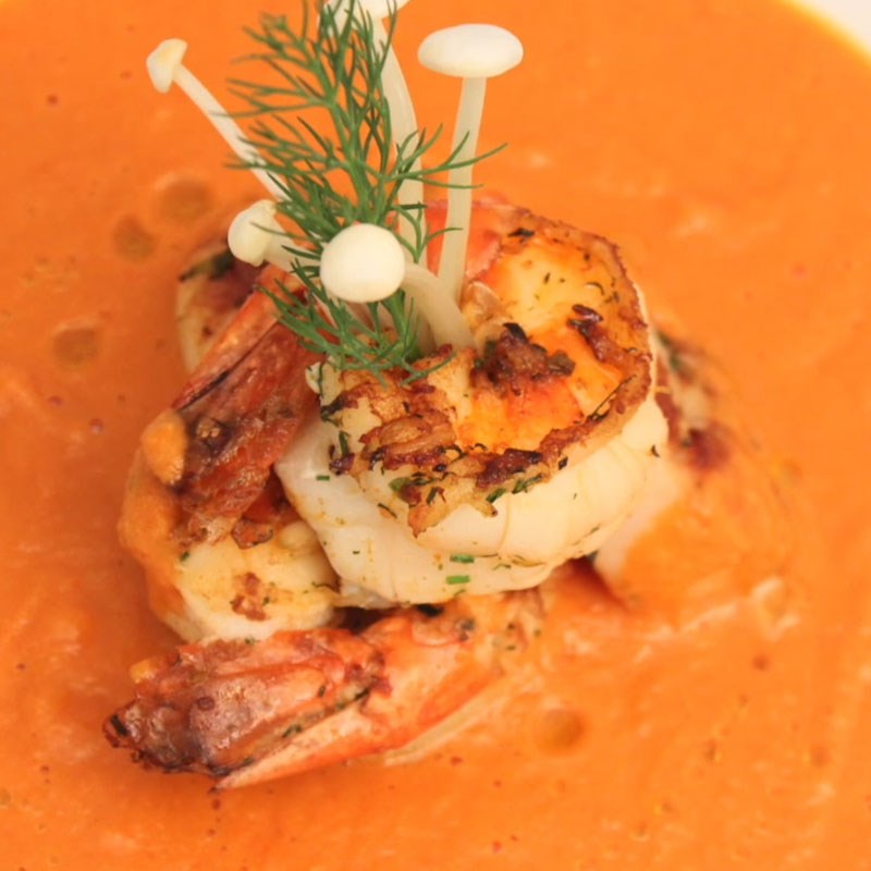 Step 6 Final product Scallop shrimp tomato soup