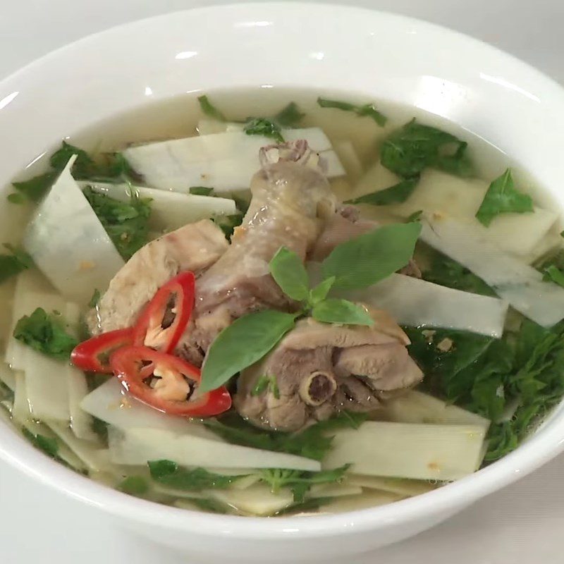 Step 5 Final product Chicken soup with rice paddy herb