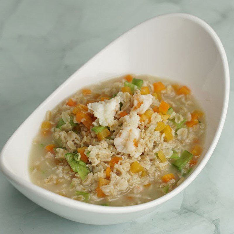 Step 5 Final Product Oatmeal porridge with shrimp and vegetables