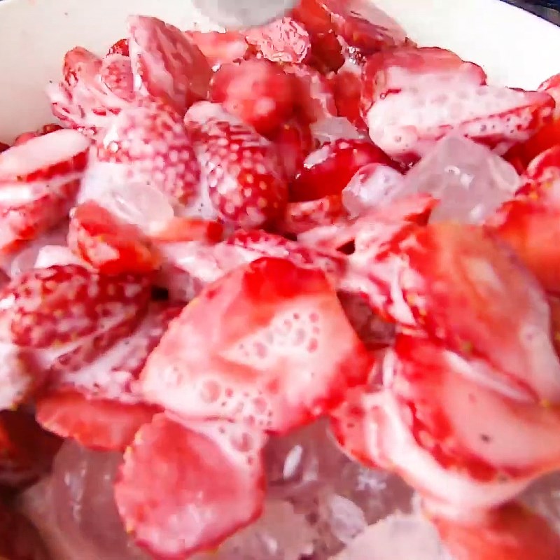 Step 3 Final product Strawberries soaked in condensed milk